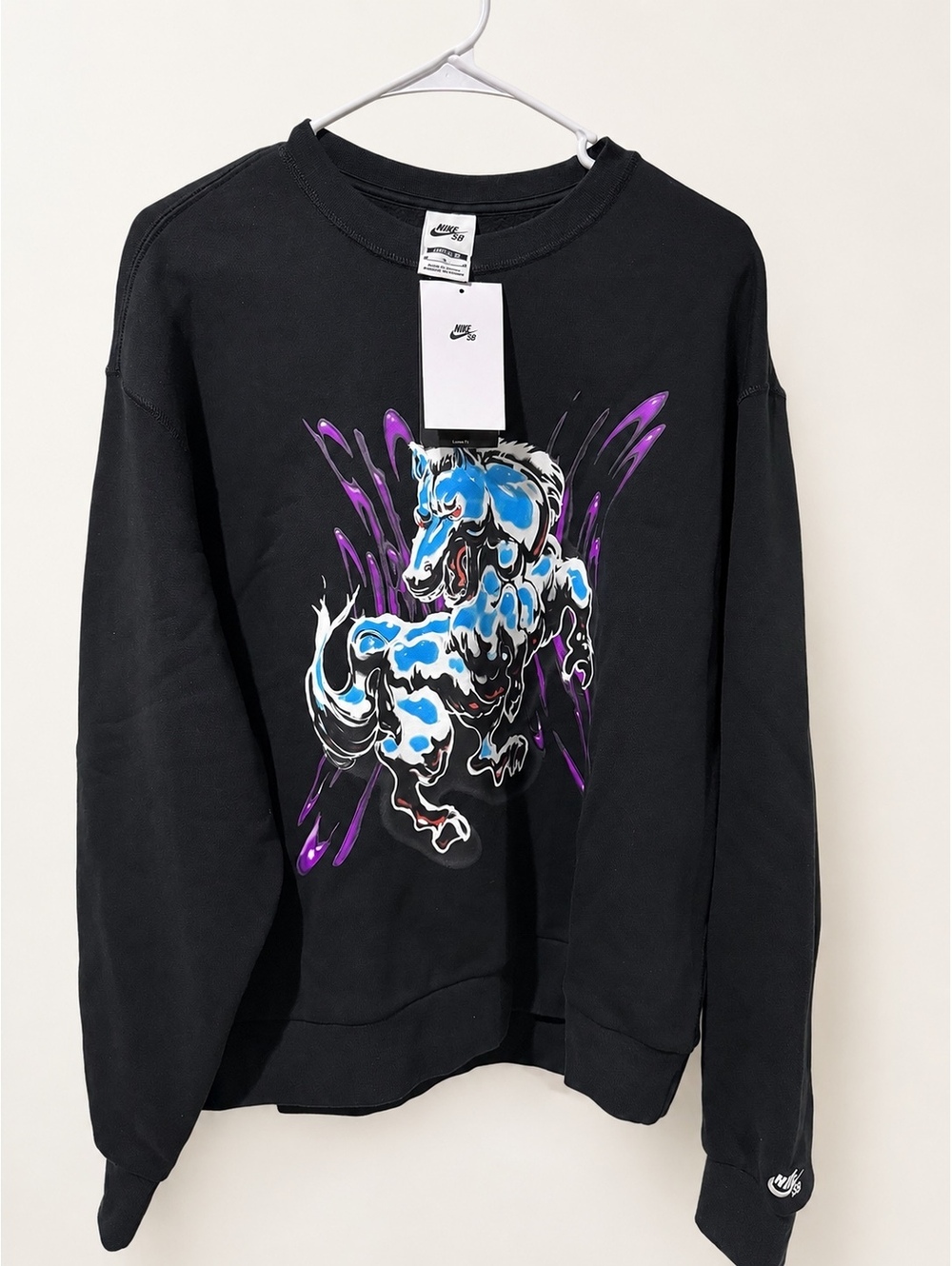 Nike SB Fleece Skate Crew Sweatshirt Medium Black Stallion HQ3035-010 NWT‎
